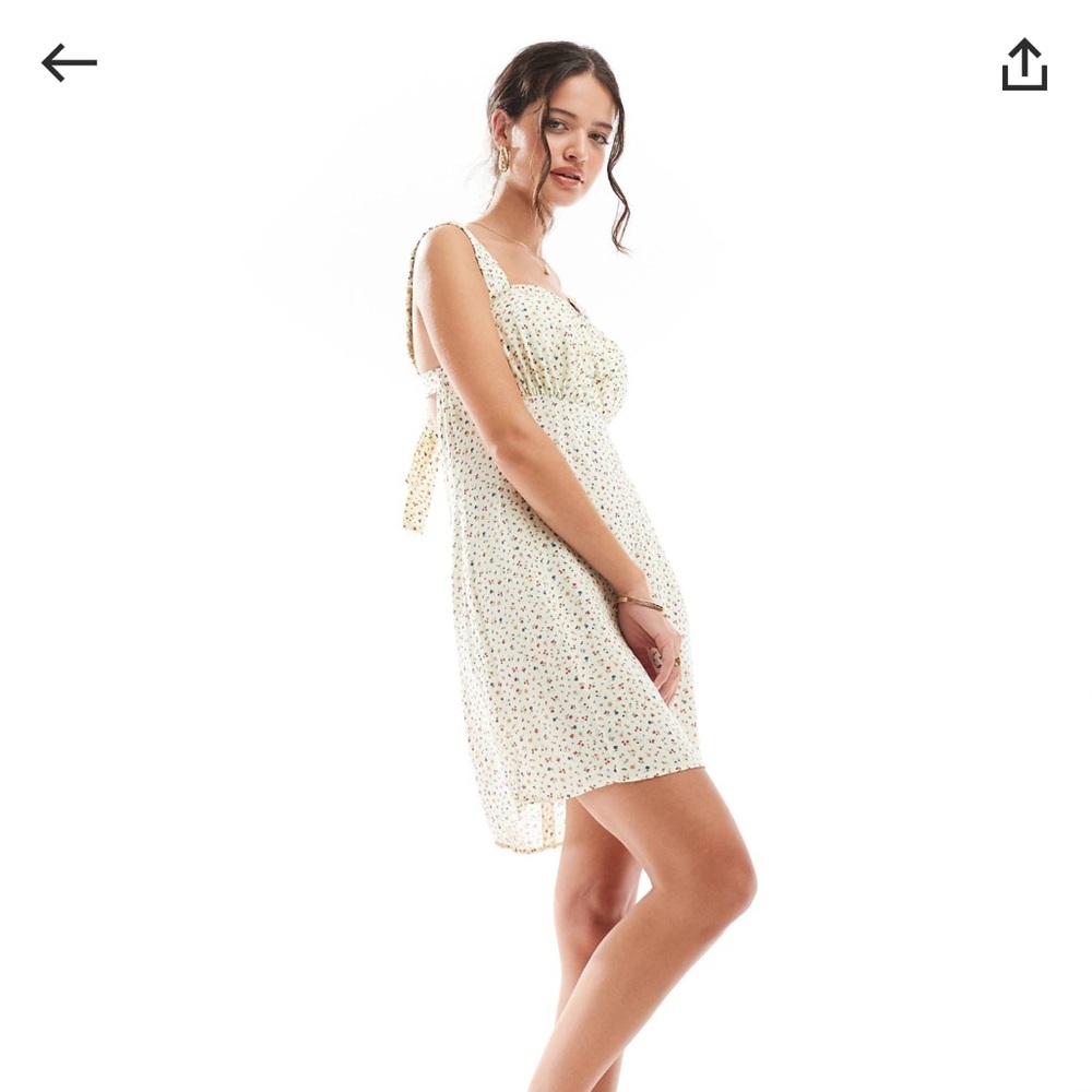 Square neck ruched bust mini dress with back detail in flower